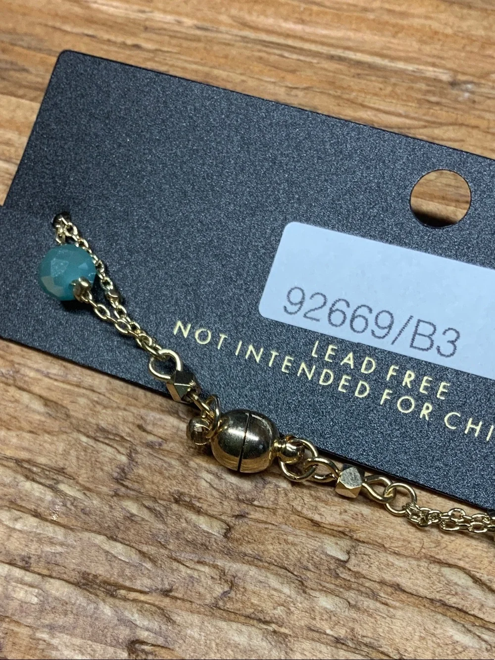 Columbus Gold-Tone with Blue Turquoise Beads Brass Magnetic Bracelet
